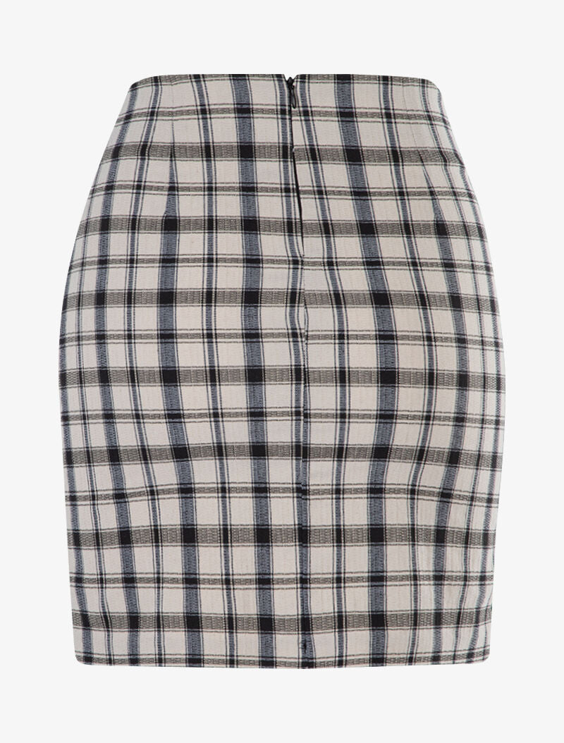 Mini jupe à imprimé tartan - beige - 2