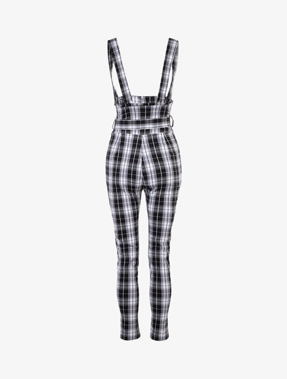 Salopette moulante à imprimé tartan - noir/gris foncé - 3