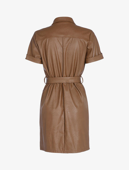 Robe chemise boutonnée - marron - 2