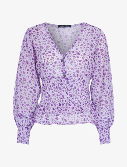 Blouse à imprimé petites fleurs - lilas - 3