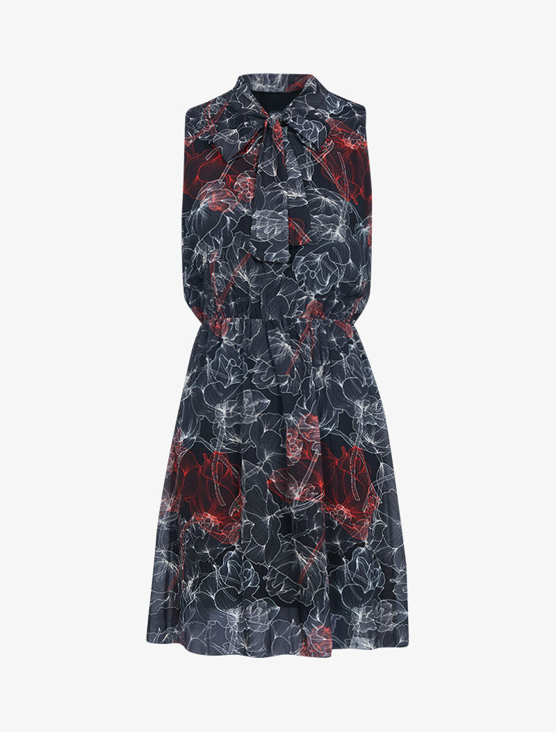 Robe à imprimé fleurs stylisées - noir - 3