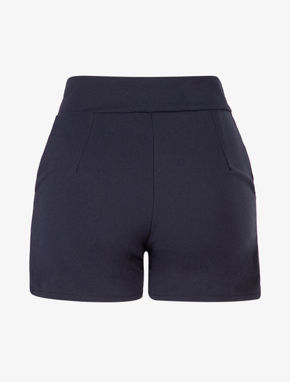 Short taille haute à côtés boutonnés - marine - 2