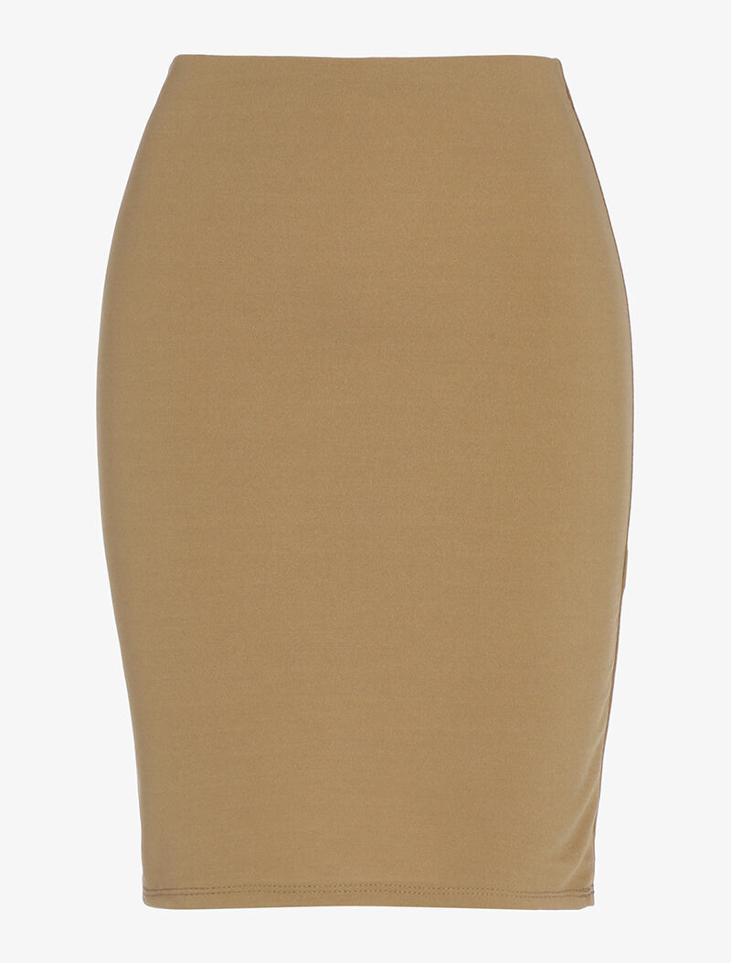 Jupe crayon unie - beige - 1