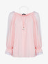 Blouse à manches fendues et résille - rose - 3