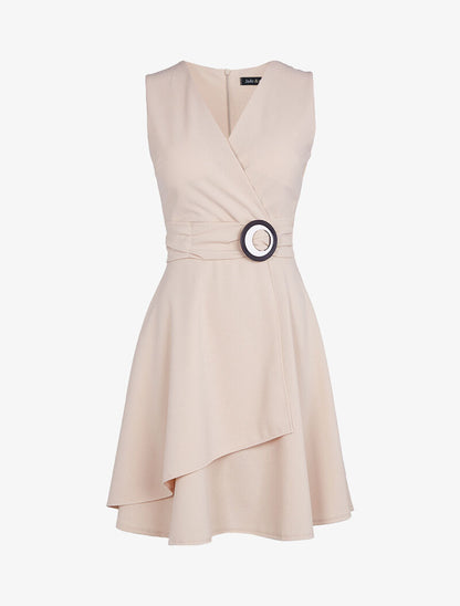 Robe patineuse à boucle contrastante - beige rosé - 3
