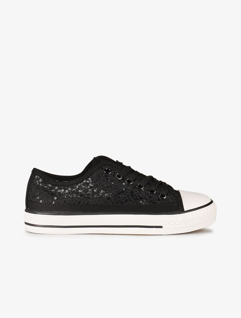Tennis style crochet et sequins - noir - 4