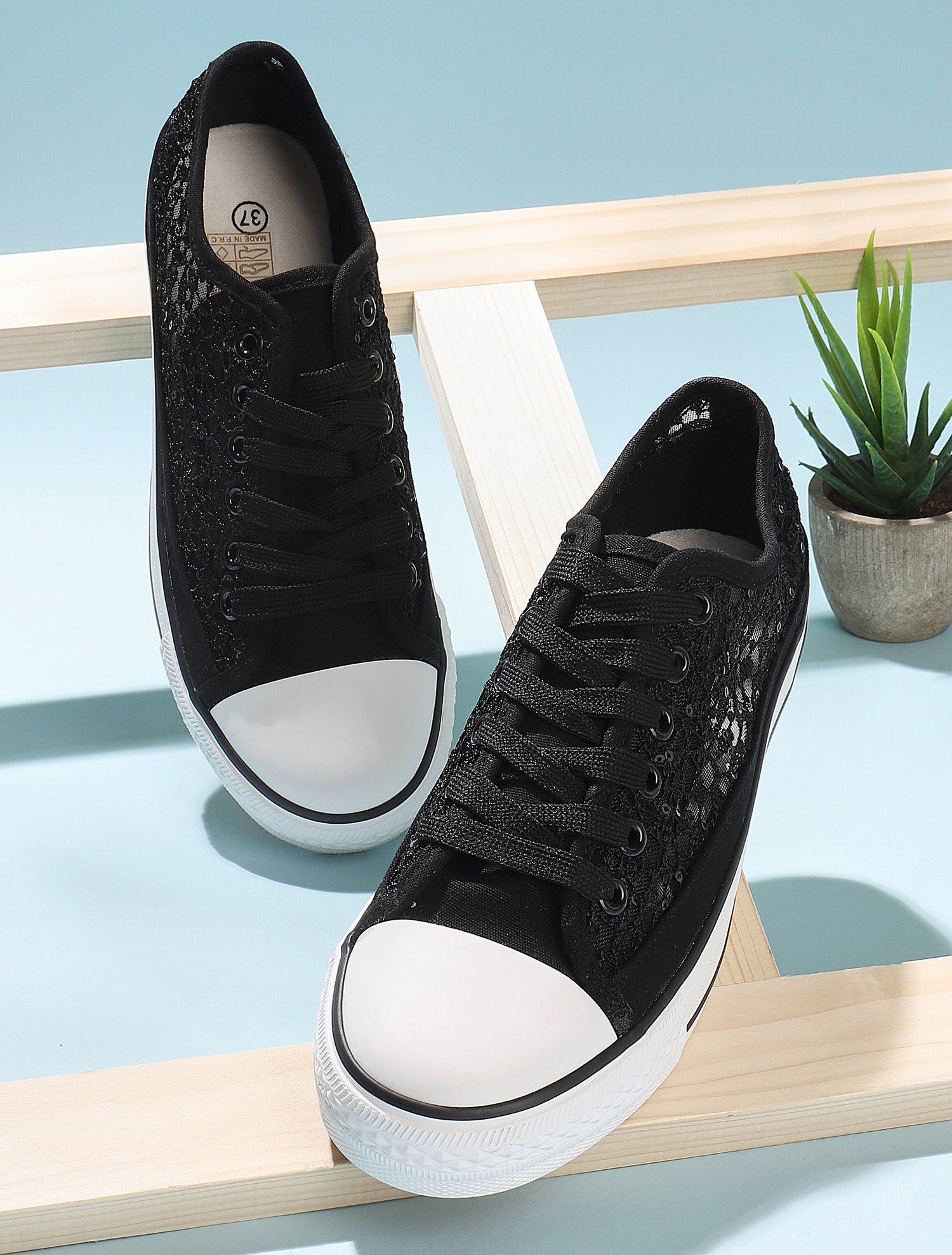 Tennis style crochet et sequins - noir - 7