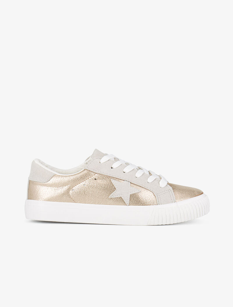 Sneakers irisées à étoiles en suédine - or - 5