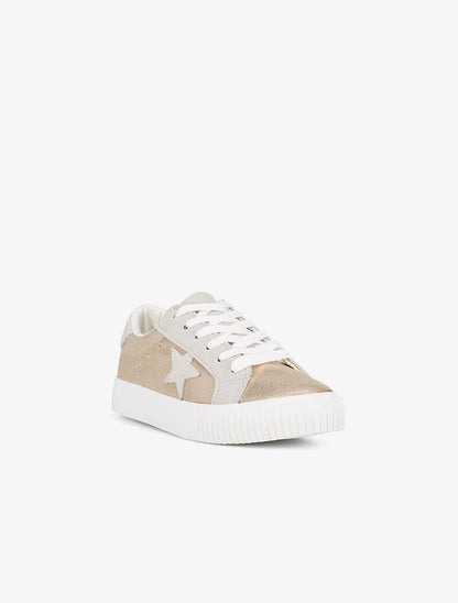 Sneakers irisées à étoiles en suédine - or - 2
