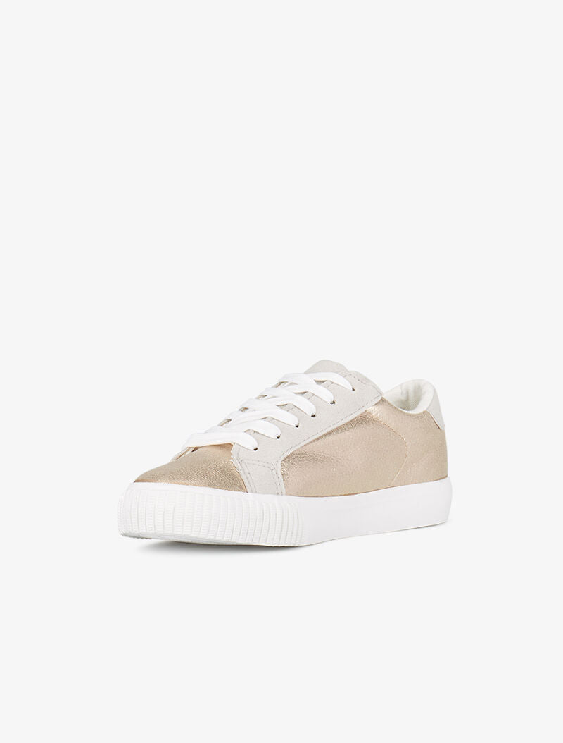 Sneakers irisées à étoiles en suédine - or - 3