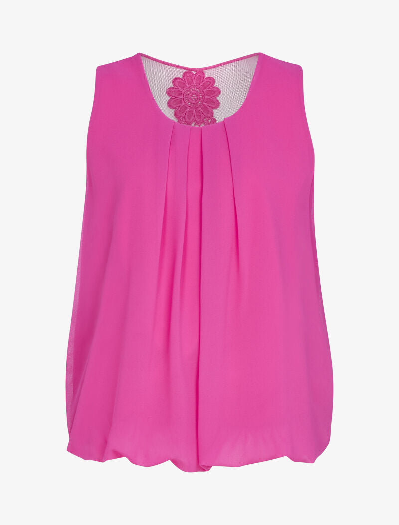 Top à détails résille et crochet - fushia - 3
