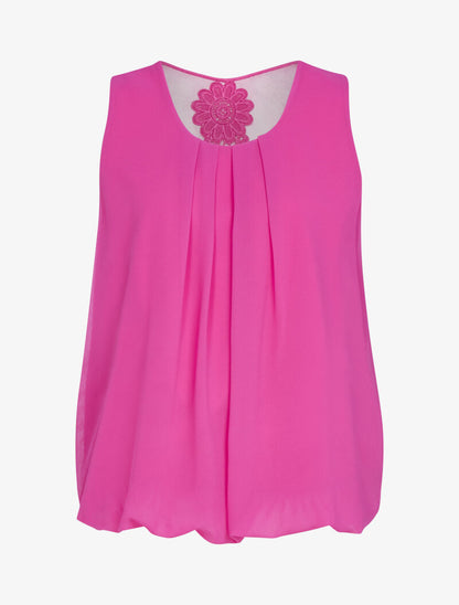 Top à détails résille et crochet - fushia - 3