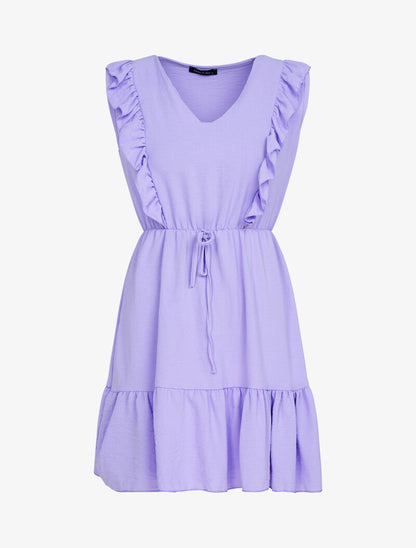 Robe fluide à bandes volantées - lilas - 3