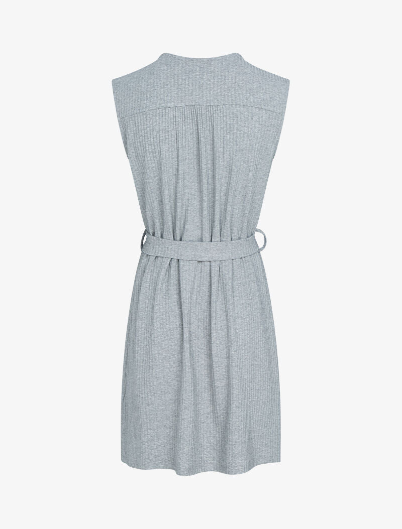 Robe côtelée à boutons contrastants - gris clair - 2
