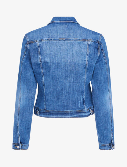 Vestes en jean délavée à détails griffés - bleu denim - 2