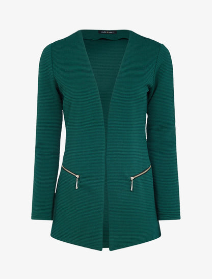 Veste effet rayé à zips - vert foncé - 2