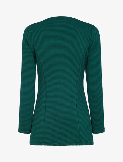 Veste effet rayé à zips - vert foncé - 3