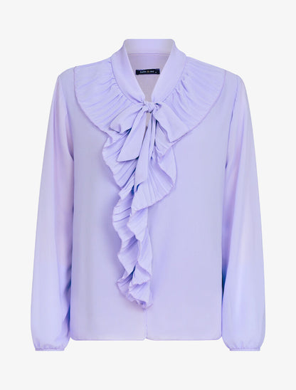 Blouse en voile à jabots gaufrés - lilas - 2