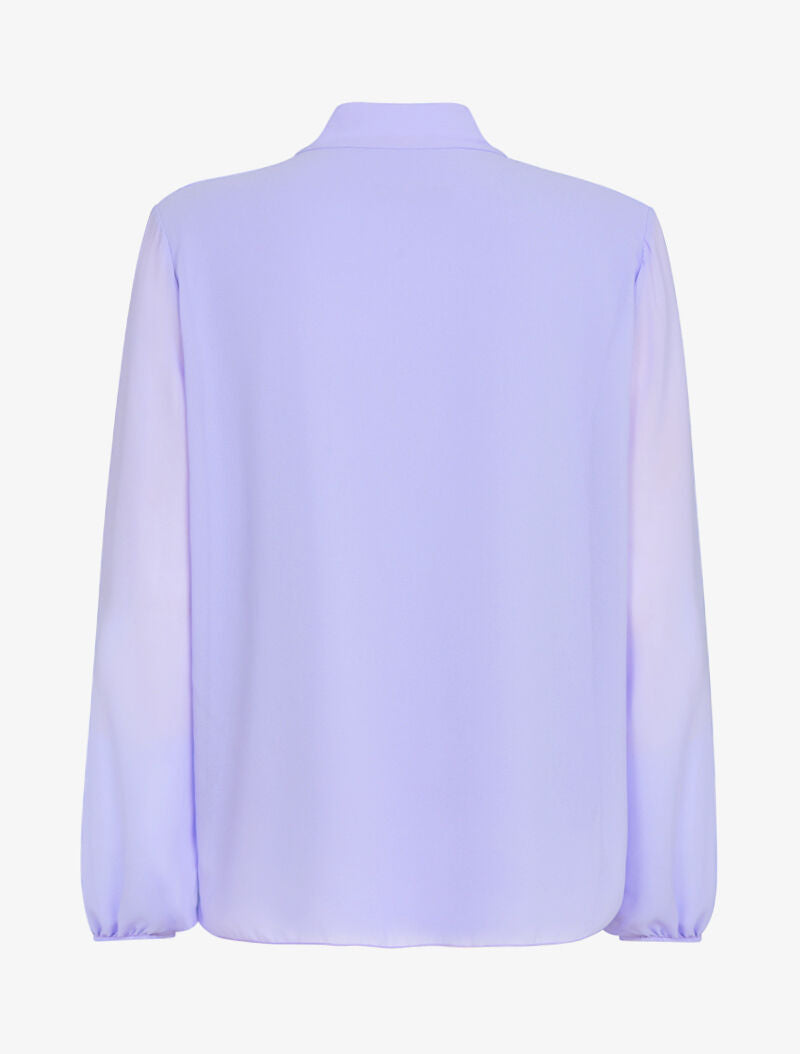 Blouse en voile à jabots gaufrés - lilas - 3