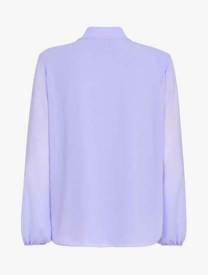 Blouse en voile à jabots gaufrés - lilas - 3