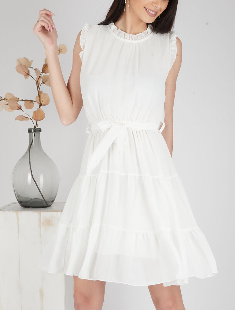 Robe en voile à volants - ecru - 1