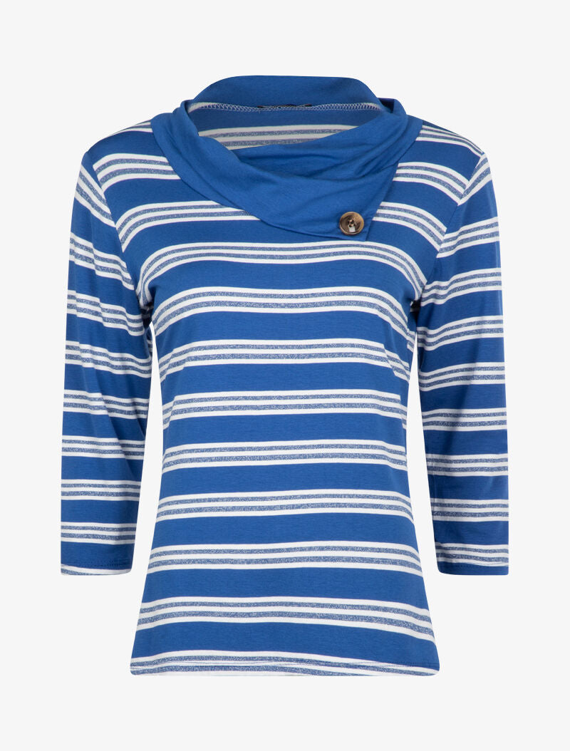 Top à imprimé rayures - bleu roi - 1