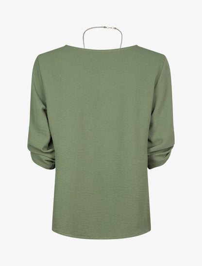 Blouse fluide avec sautoir - kaki - 3
