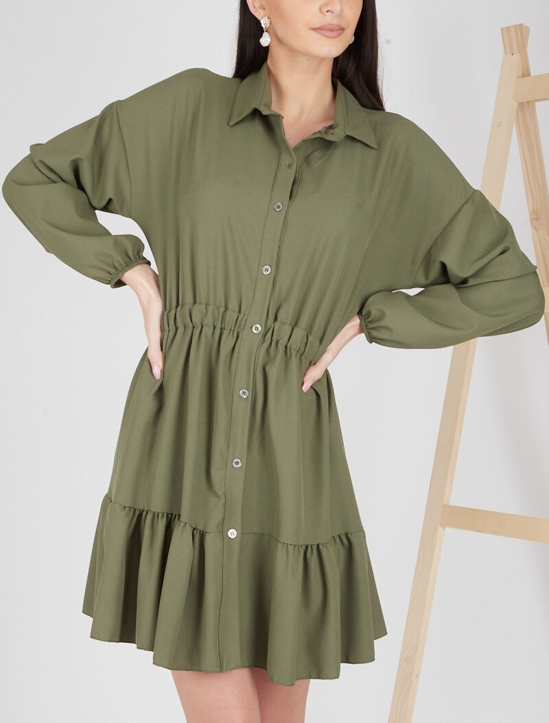 Robe patineuse boutonnée - kaki - 4