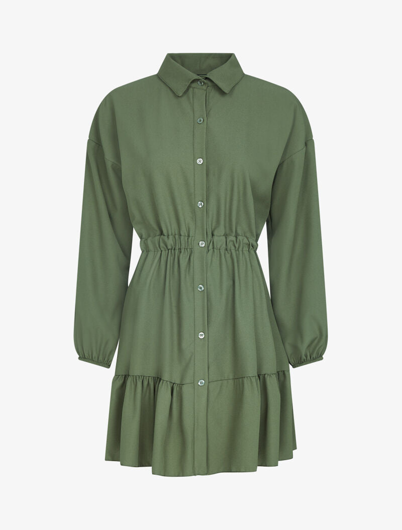 Robe patineuse boutonnée - kaki - 2
