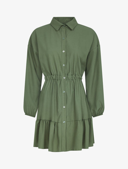 Robe patineuse boutonnée - kaki - 2