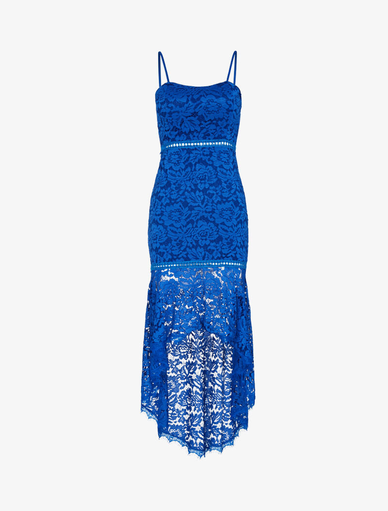 Robe sirène en dentelle - bleu roi - 2