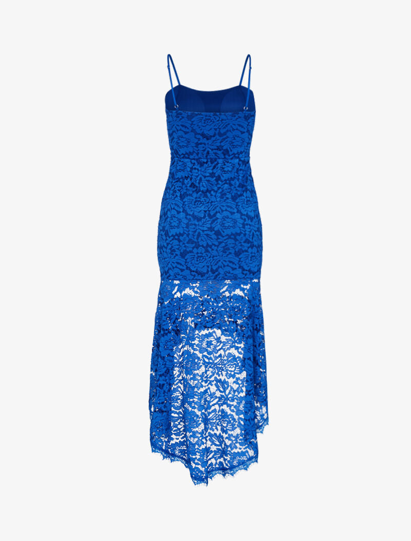 Robe sirène en dentelle - bleu roi - 3
