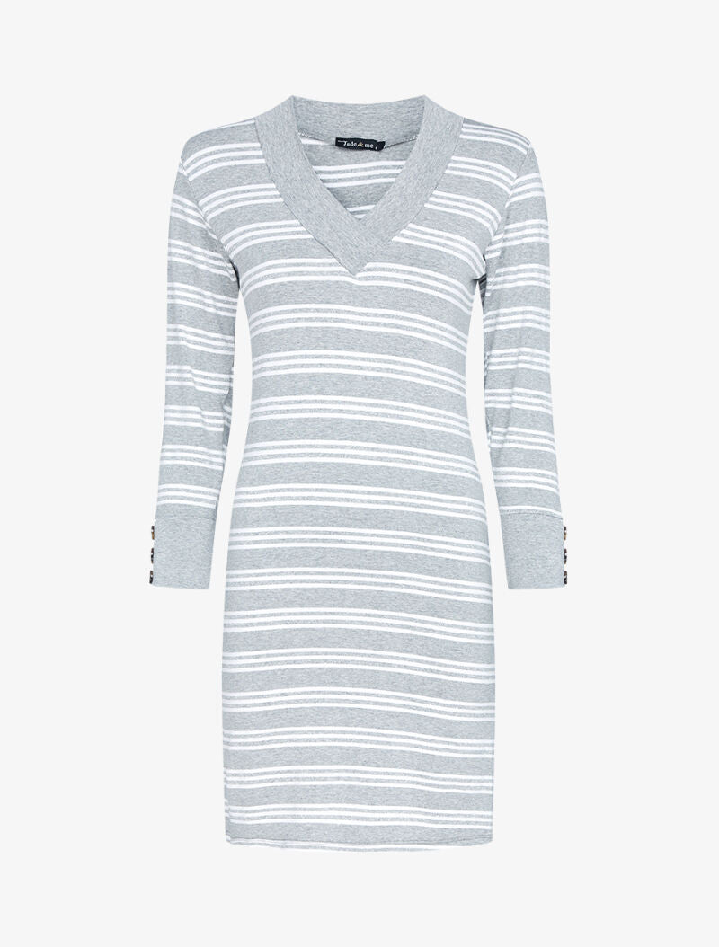 Robe à rayures irisées - gris clair - 1