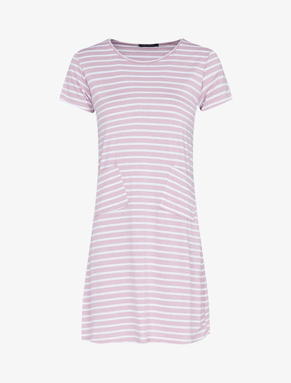 Robe t-shirt rayée - rose - 2
