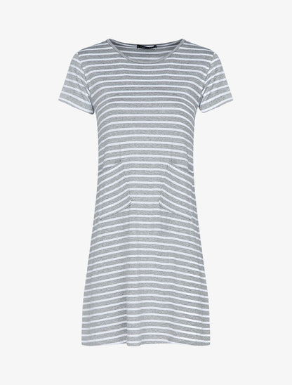 Robe t-shirt rayée - gris clair - 1