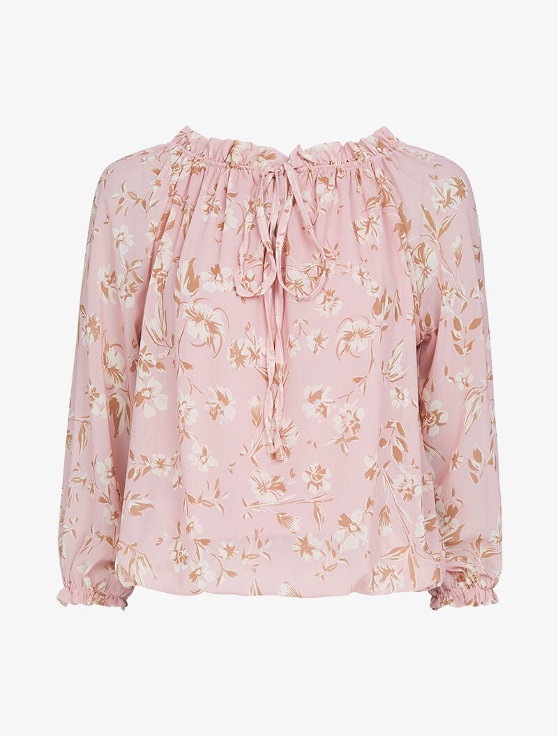 Blouse à col bardot à imprimé floral - rose - 1