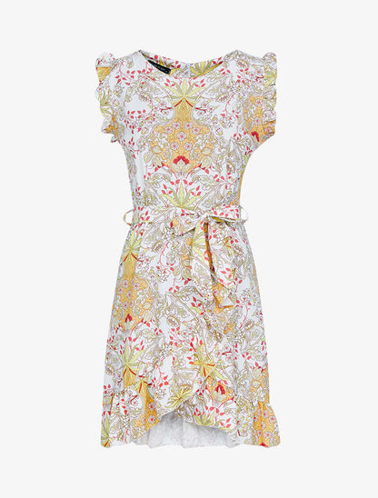 Robe à imprimé floral graphique - ecru - 1