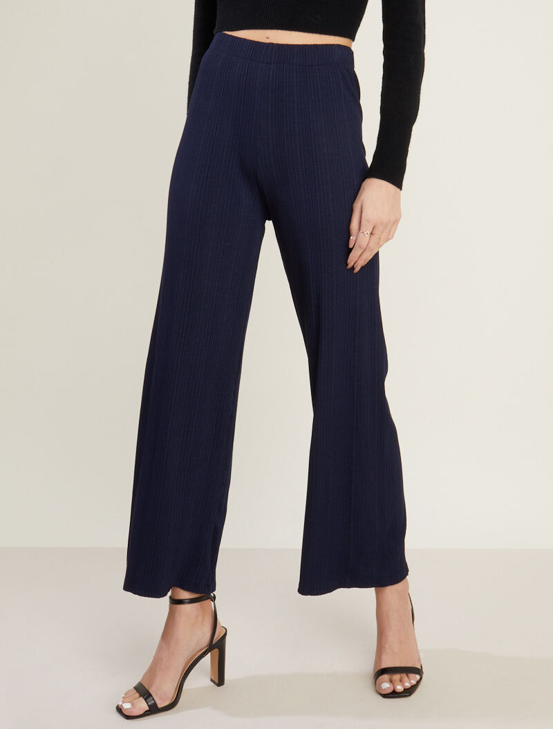 Pantalon fluide côtelé - marine - 1