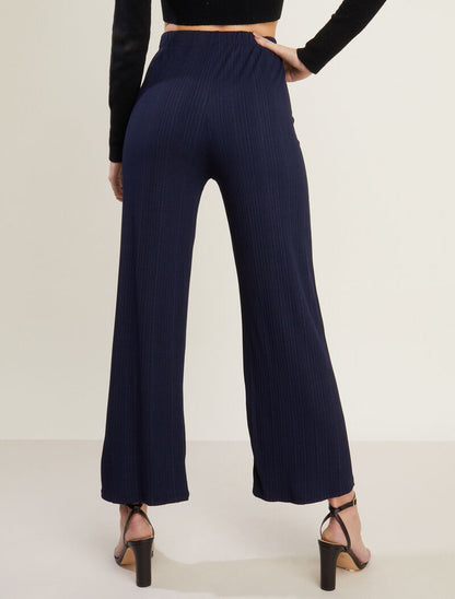 Pantalon fluide côtelé - marine - 2