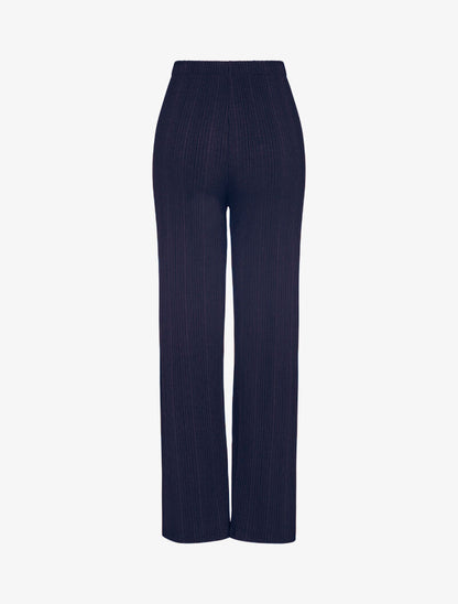 Pantalon fluide côtelé - marine - 4