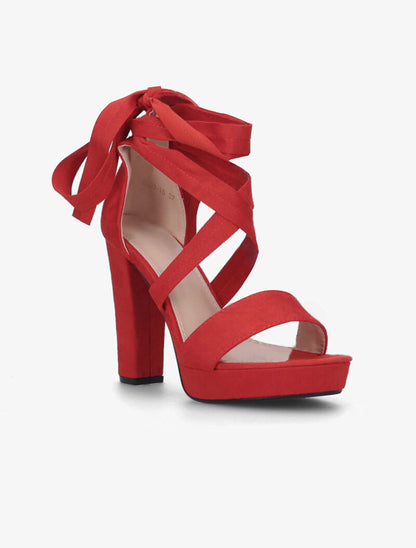Sandales plateforme à lacets plats - rouge - 2