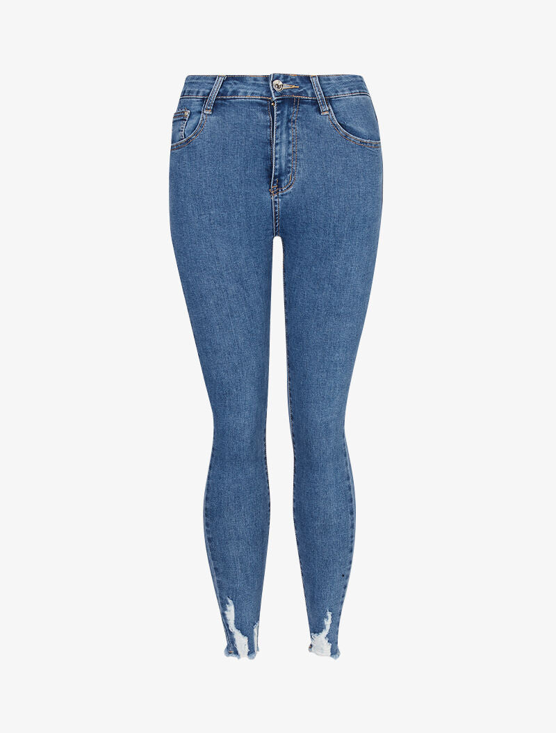 Jean super skinny à bords déchirés - bleu denim - 3