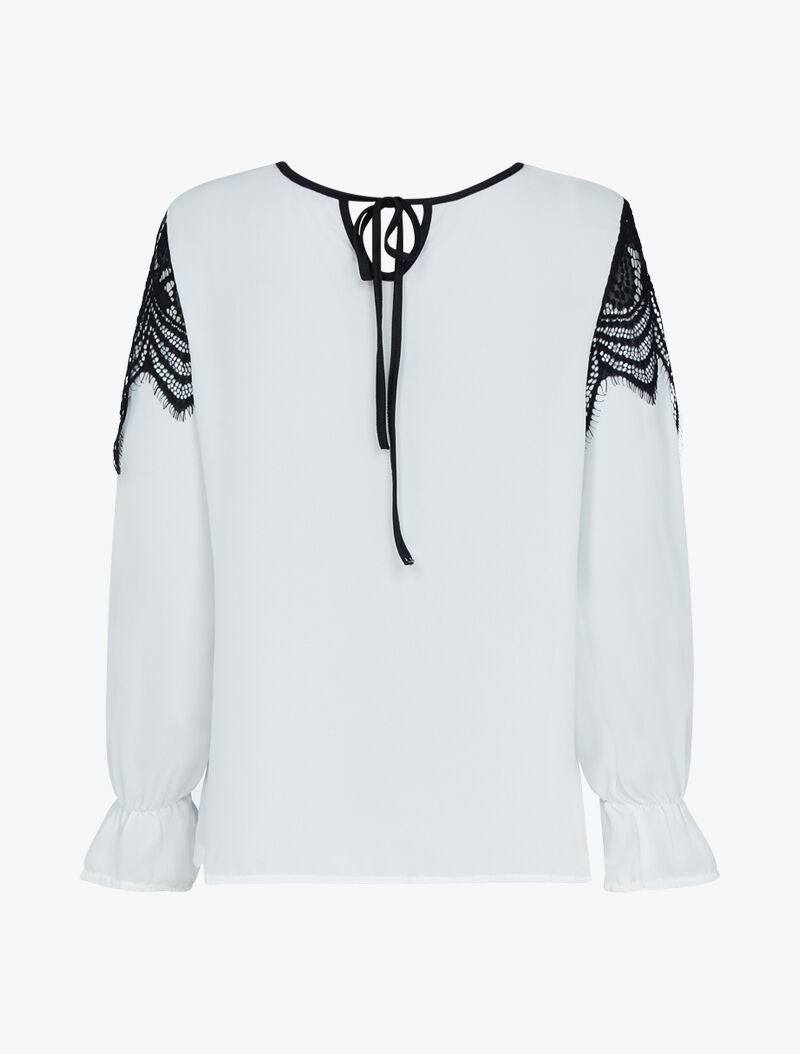 Blouse à empiècement dentelle - ecru - 2