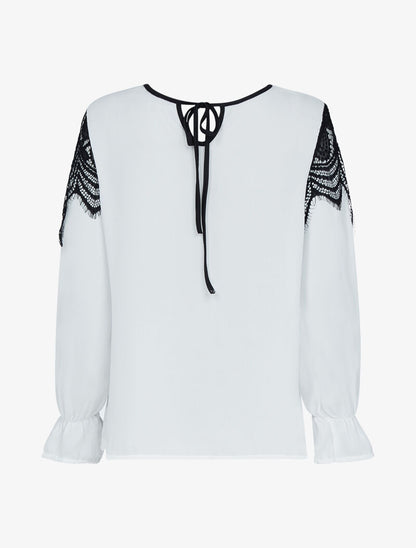 Blouse à empiècement dentelle - ecru - 2