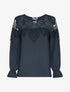 Blouse à empiècement dentelle - noir - 1