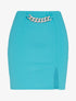 Mini jupe fendue à détail chaîne - turquoise - 1