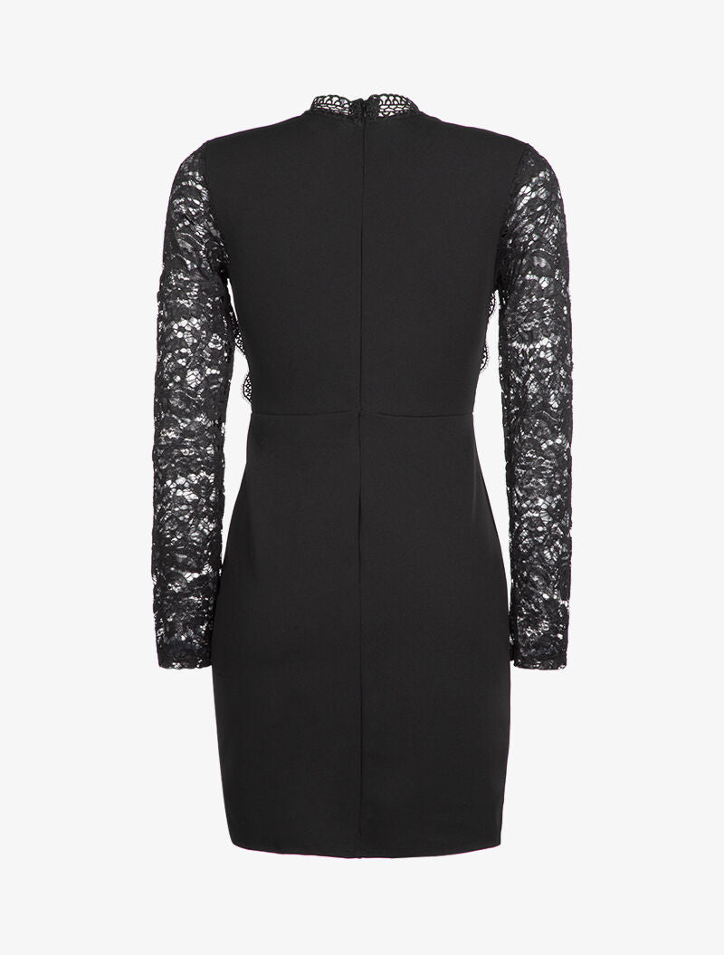 Robe à buste crochet et manches dentelle - noir - 2