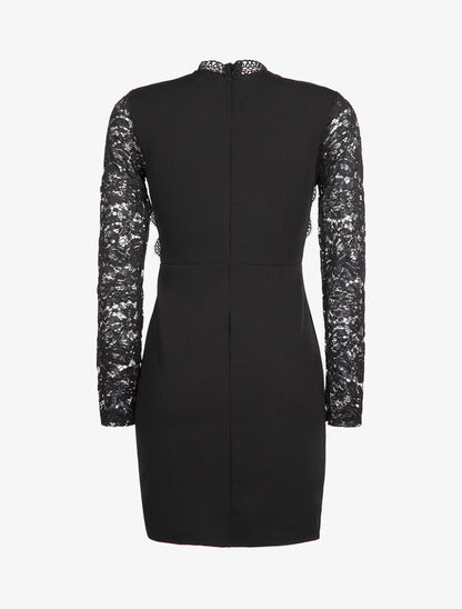 Robe à buste crochet et manches dentelle - noir - 2