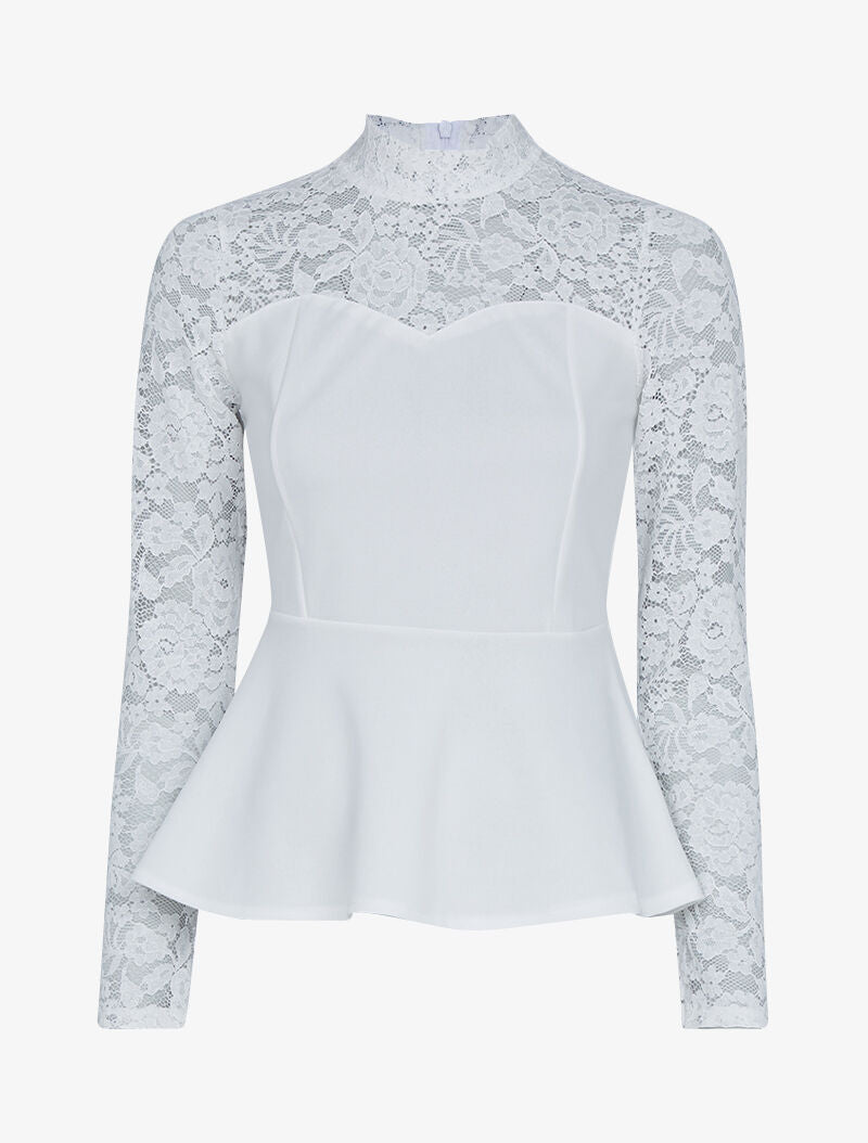 Top péplum bi matière - ecru - 3