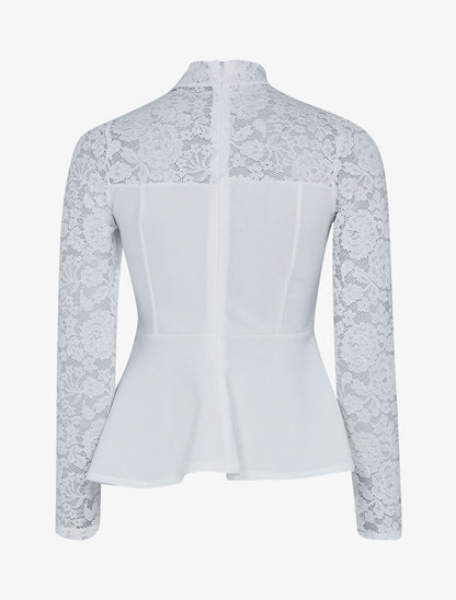 Top péplum bi matière - ecru - 2